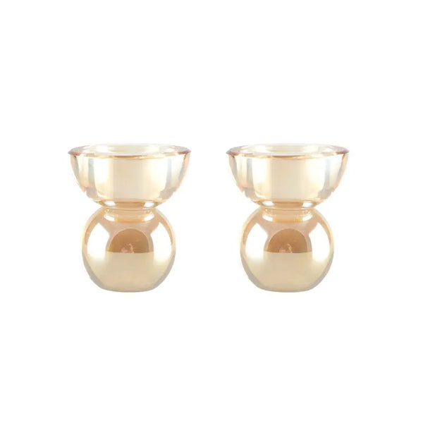 Bougeoirs en cristal ambre 7.5x7.5x8.5cm - lot de 2 AULICA