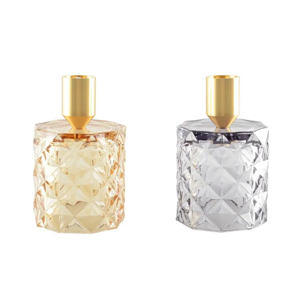 Bougeoirs ronds jaune et violet - lot de 2 AULICA