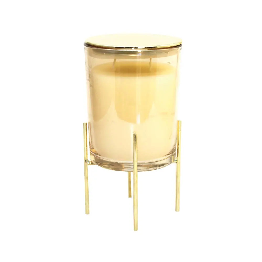 Bougie dorée parfum vanille avec support en métal doré AULICA