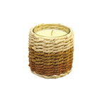 Bougie en verre tresse marron et jaune parfum musc petit modèle AULICA
