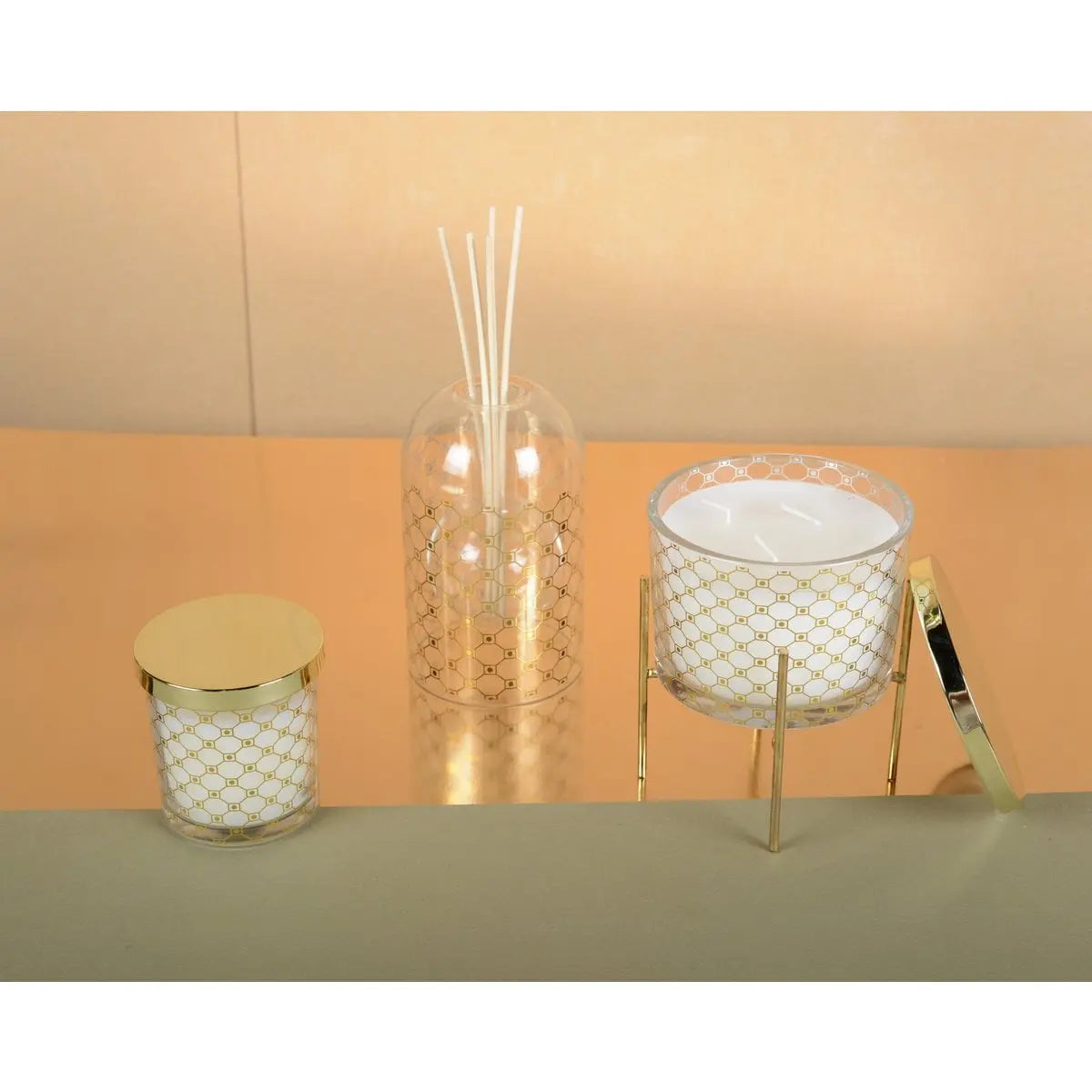 Bougie musc dorée avec couvercle 7.8x8.2cm AULICA