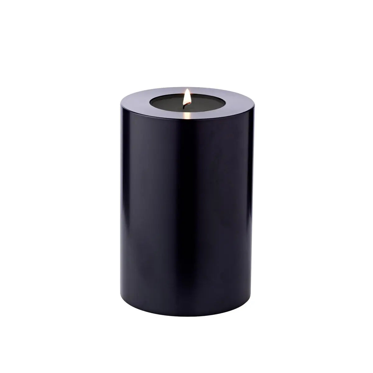 Bougie permanente Cornelius (hauteur 15 cm, Ø 10 cm) noire, photophore résistant à la chaleur jusqu'à 90 degrés EDZARD-SHOP.com