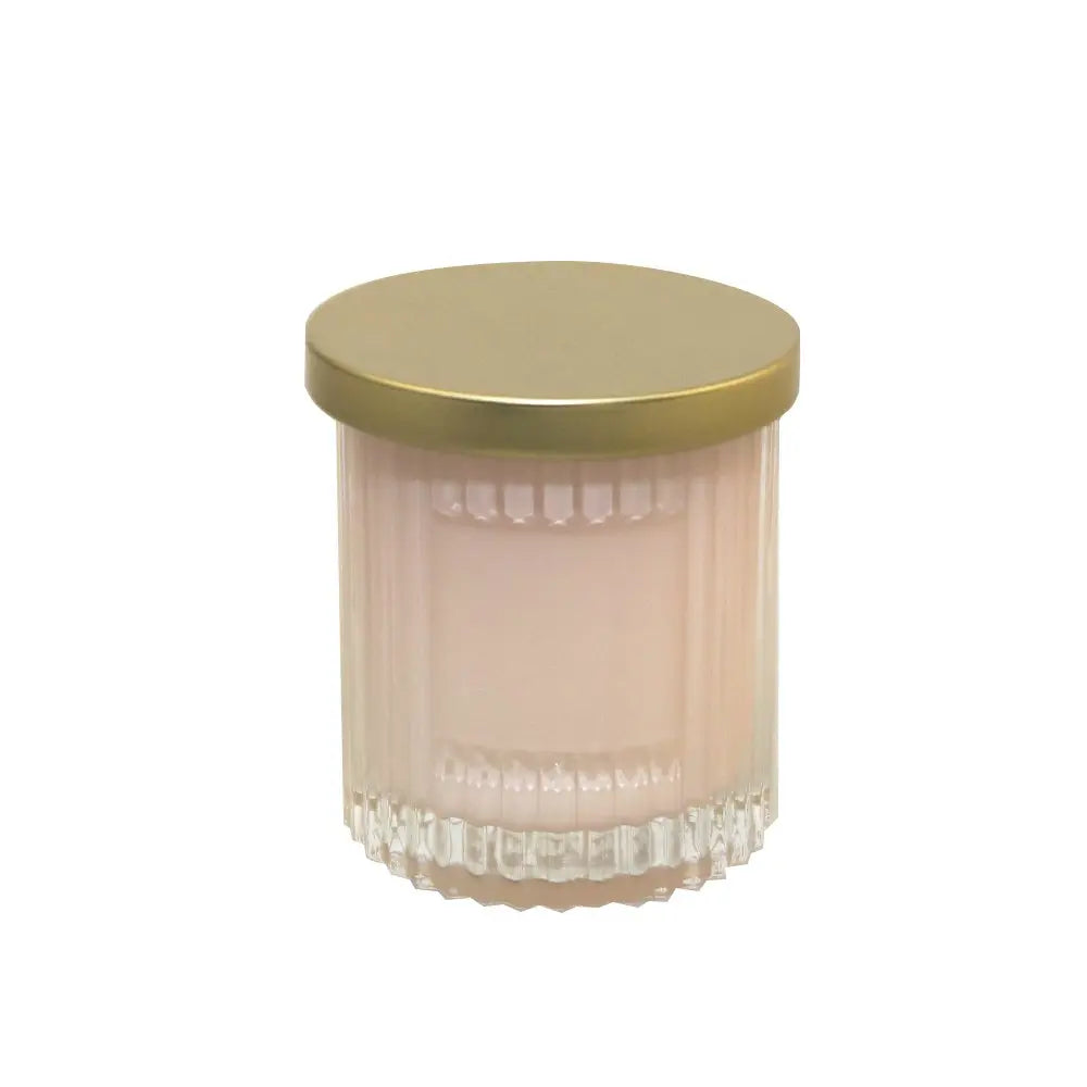 Bougie rose avec couvercle doré parfum coco AULICA