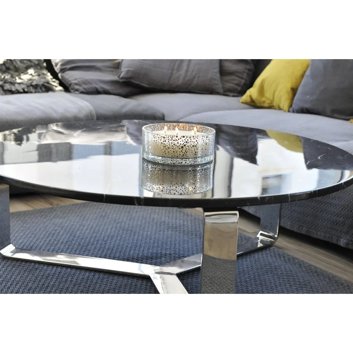 Bougie vanille pot en verre argent AULICA