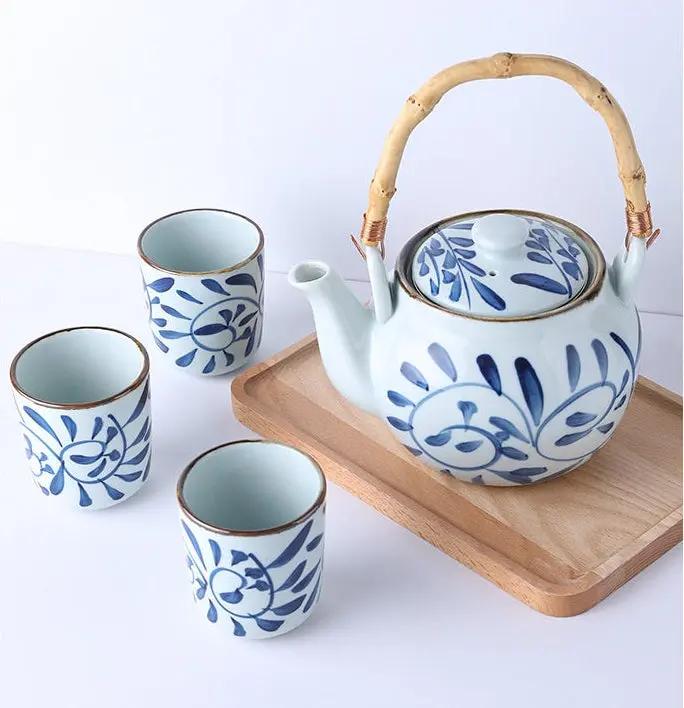 Bouilloire traditionnelle japonaise céramique porcelaine rétro – Théière peinte main filtre art du thé Dropshipman