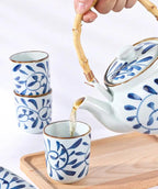 Bouilloire traditionnelle japonaise céramique porcelaine rétro – Théière peinte main filtre art du thé Dropshipman
