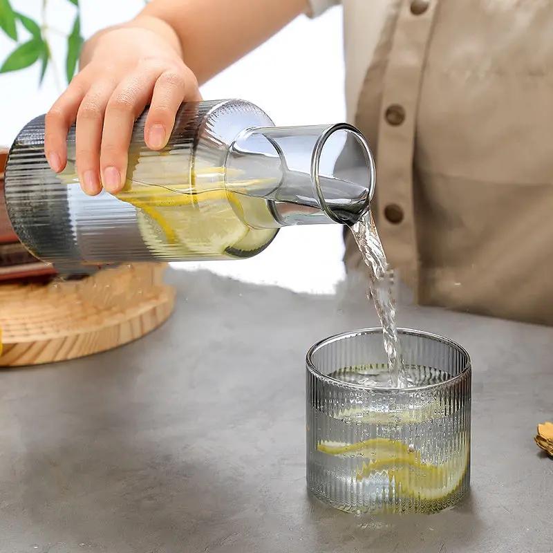 Bouteille eau froide haute température résistant – Théière grande capacité luxe gris transparent Dropshipman