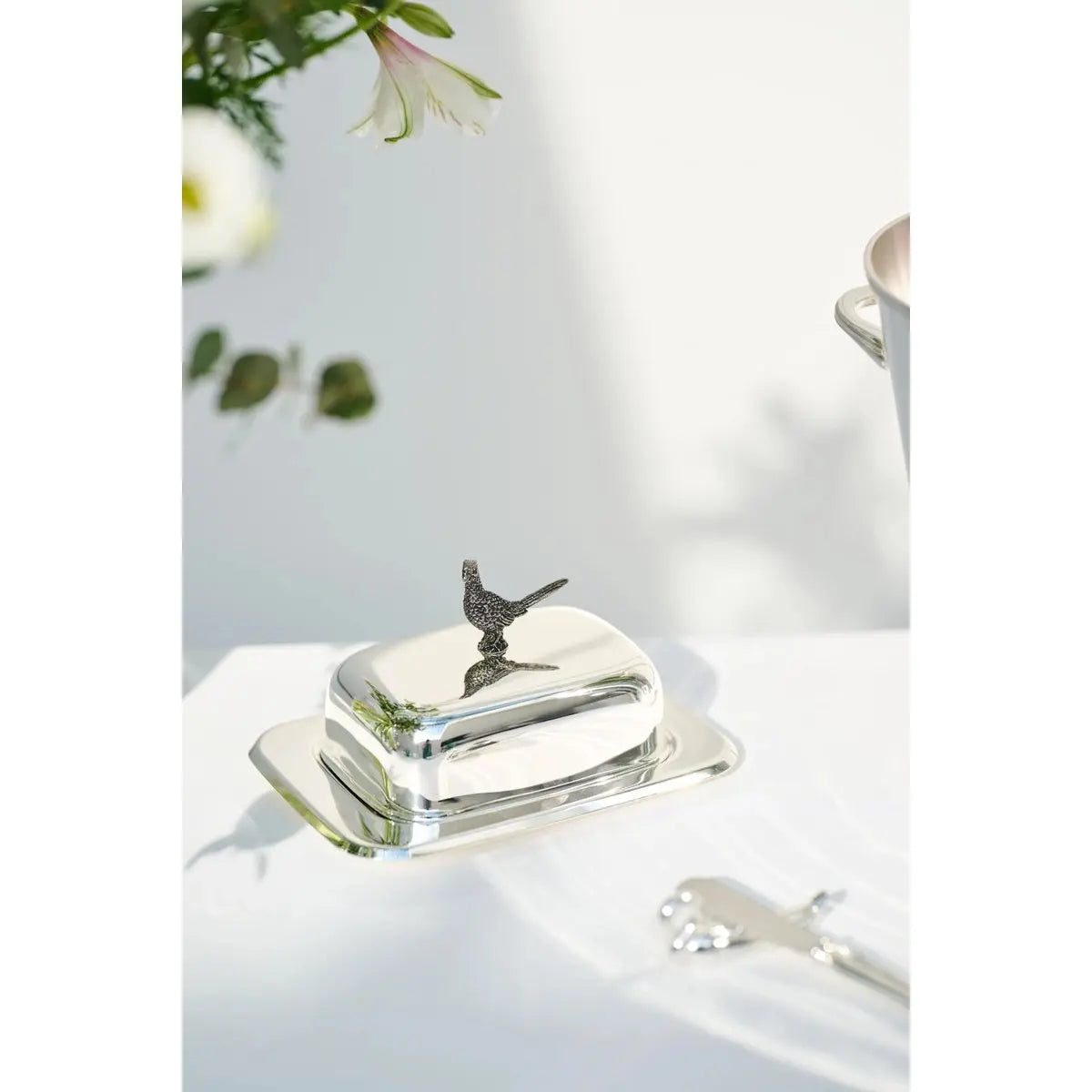 Butterdose Fasan mit Messer (L 18 cm) EDZARD-SHOP.com