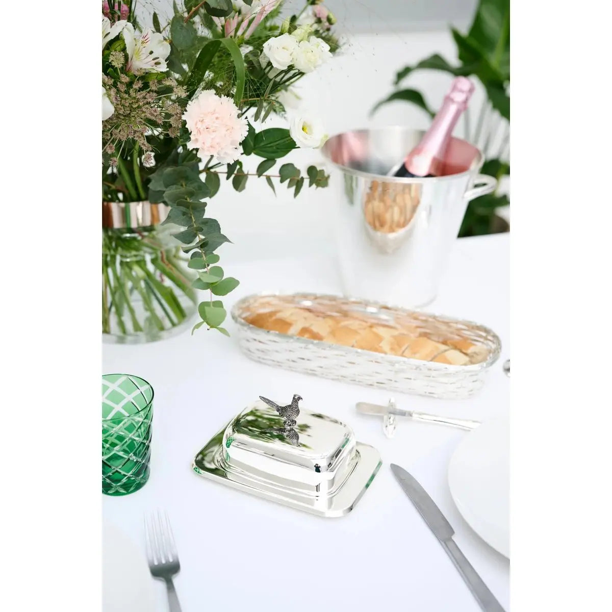 Butterdose Fasan mit Messer (L 18 cm) EDZARD-SHOP.com