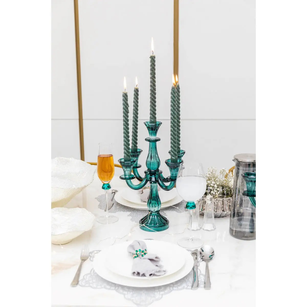CHANDELIER 5 FEUX TURQUOISE H35CM AULICA