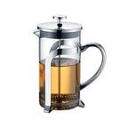 Cafetière en verre avec déco en métal argent 9x9x18cm AULICA