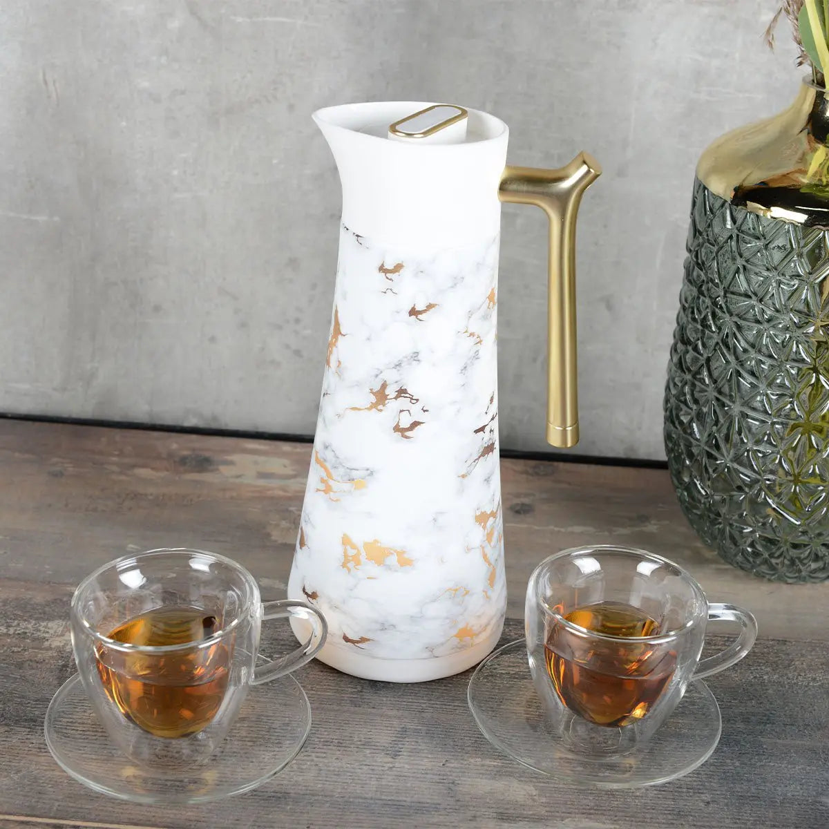 Cafetière isotherme marbre avec anse dorée 1L AULICA
