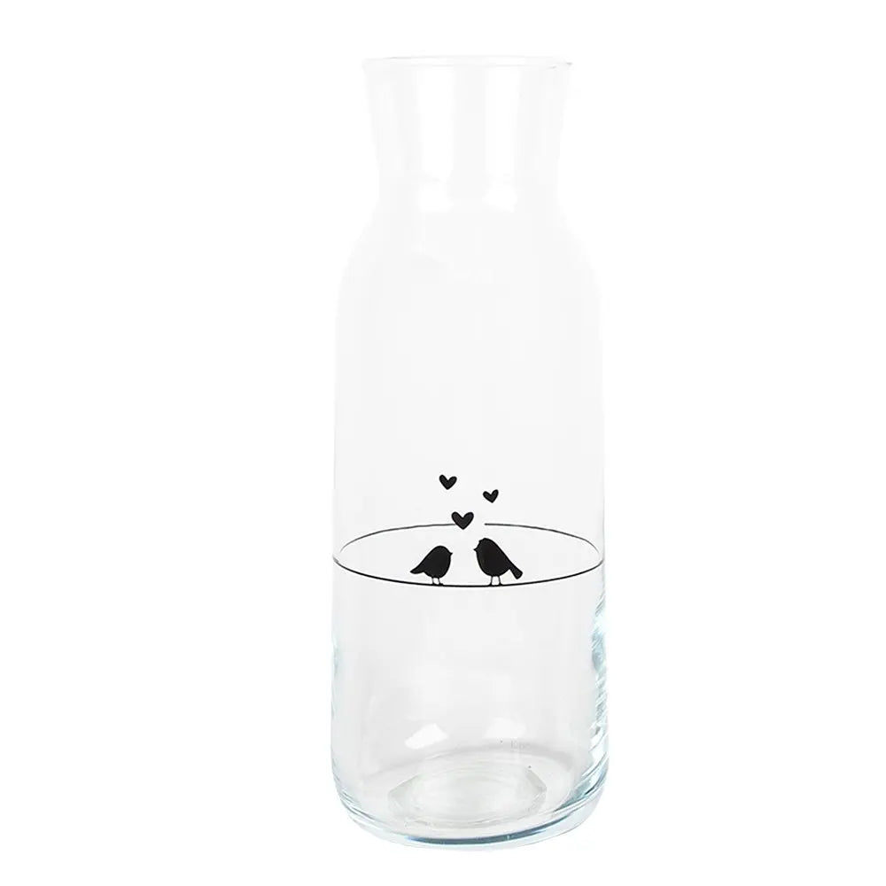 Carafe 1000 ml Oiseaux en Verre Transparent Clayre & Eef.