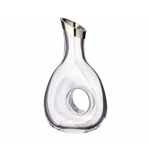 Carafe EDZARD Gordon, verre en cristal soufflé à la bouche avec bord en platine, hauteur 30 cm, capacité 1,2 litre EDZARD-SHOP.com