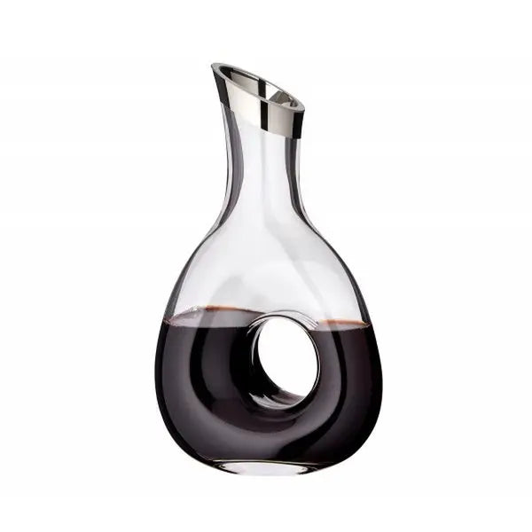 Carafe EDZARD Gordon, verre en cristal soufflé à la bouche avec bord en platine, hauteur 30 cm, capacité 1,2 litre EDZARD-SHOP.com