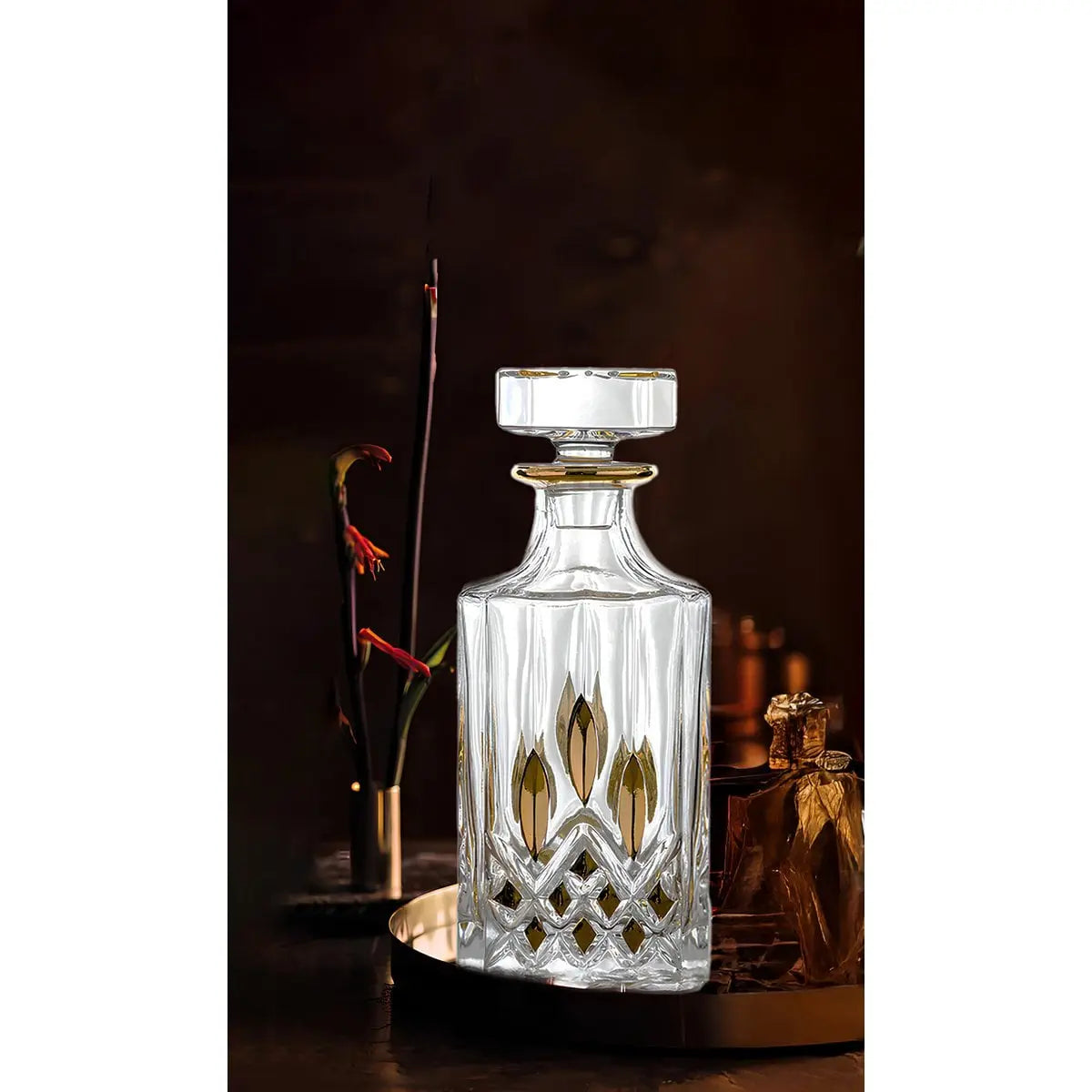 Carafe à whisky en verre avec détails dorés 700ml AULICA