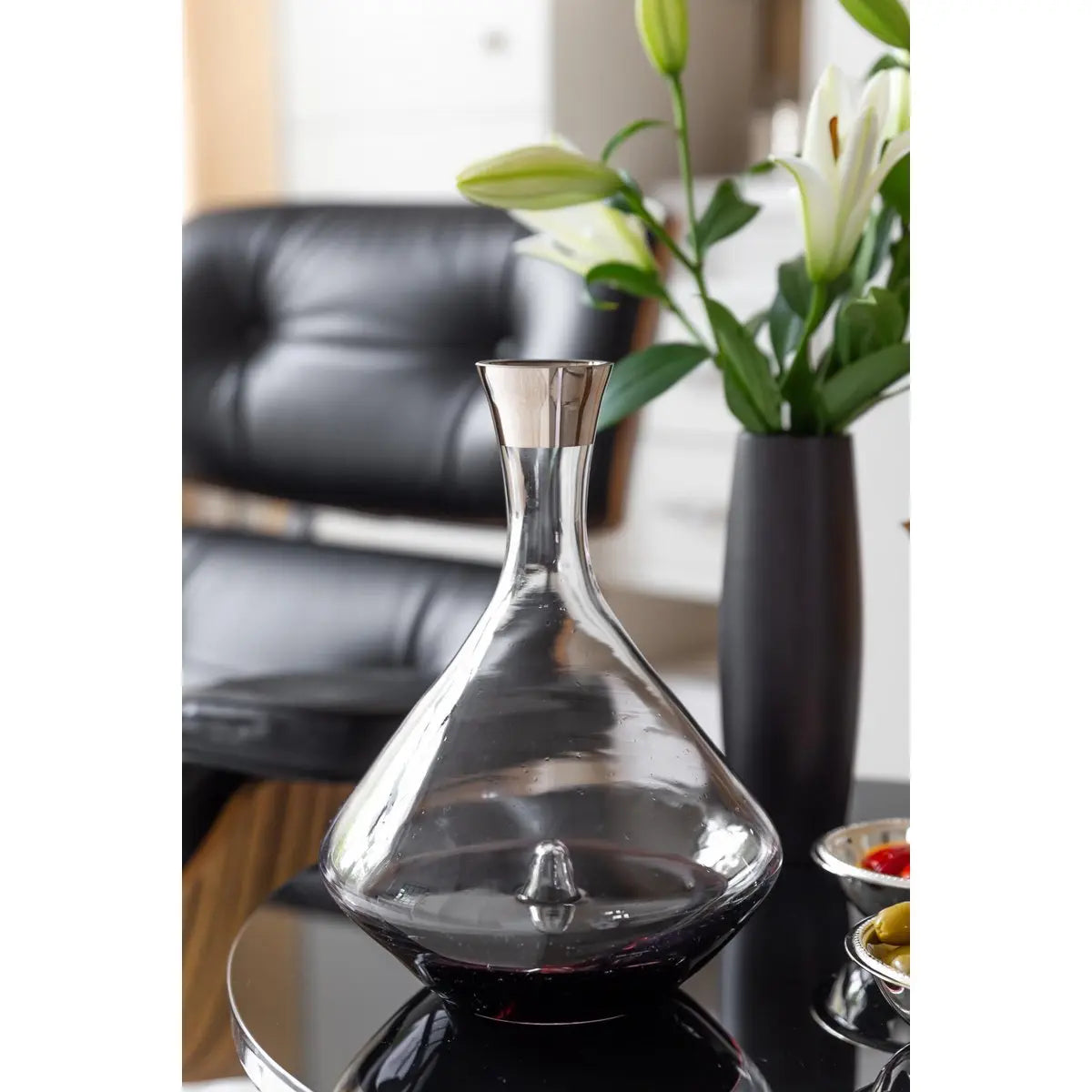 Carafe carafe EDZARD Frederick, verre cristal soufflé à la bouche avec bord en platine, H 27 cm, capacité 2,1 litres EDZARD-SHOP.com