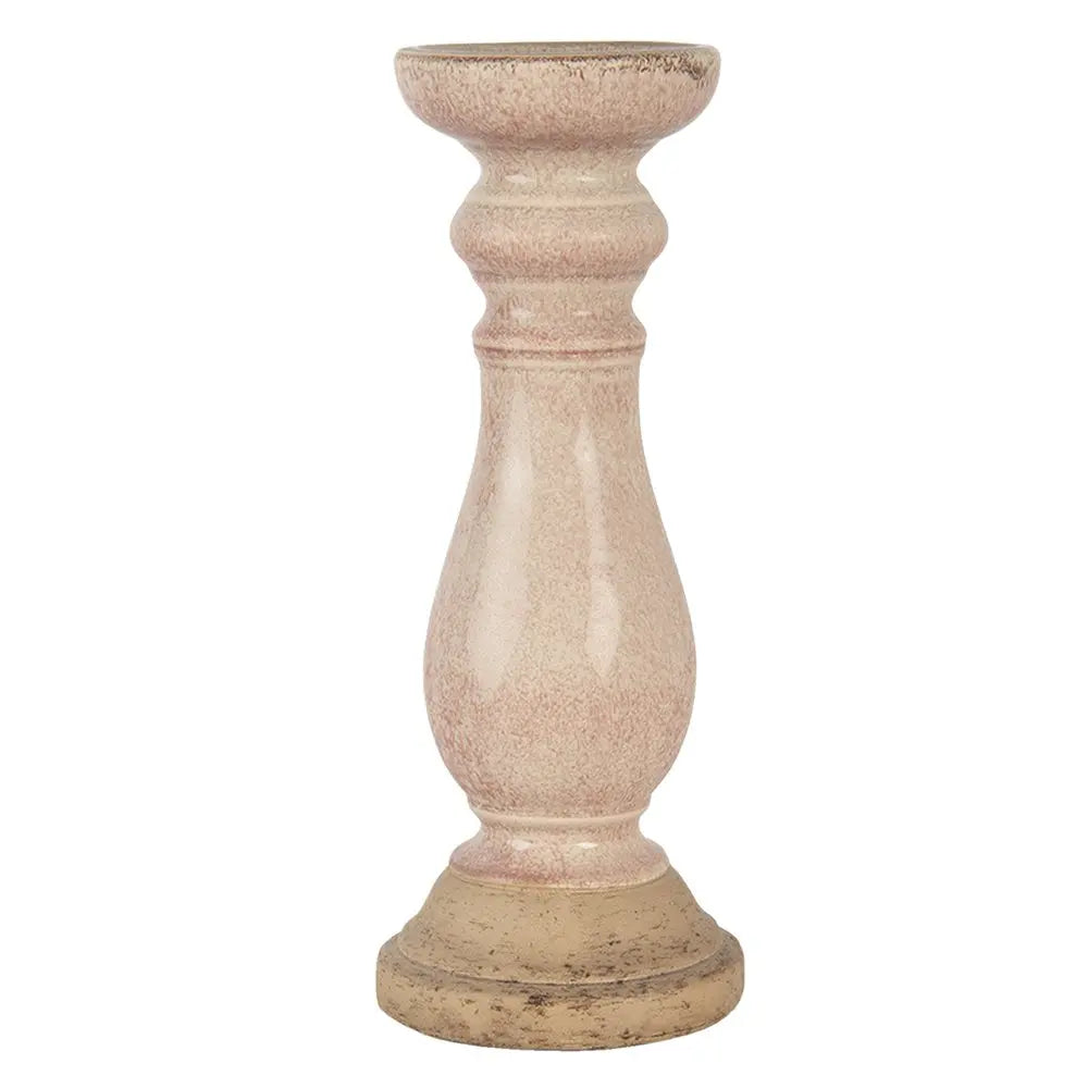 Chandelier Ø 14x36 cm cm de bougie en céramique rose Clayre & Eef.