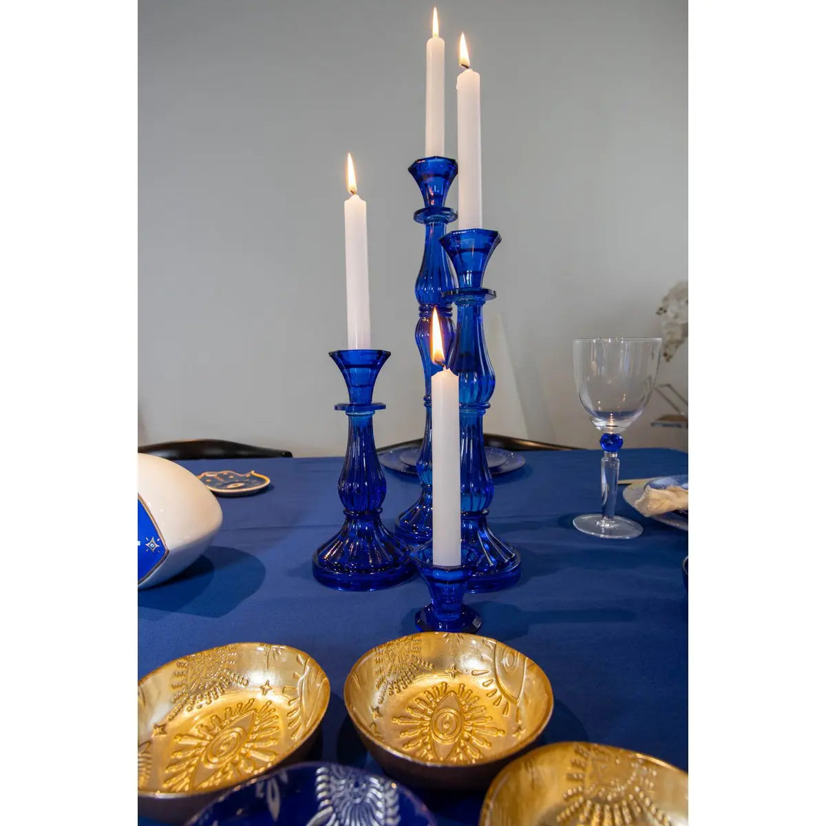 Chandelier bleu petit modèle h21cm AULICA