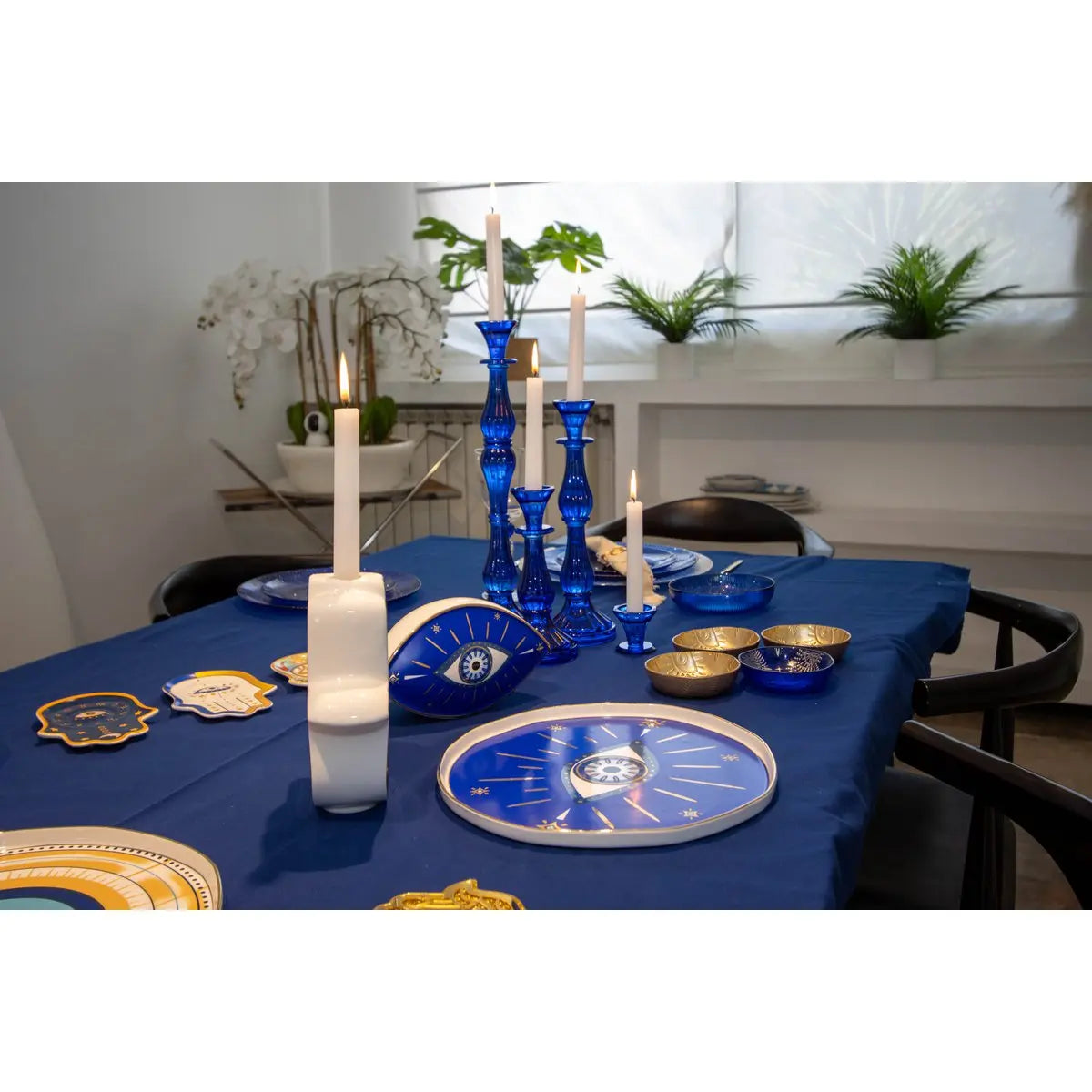Chandelier bleu petit modèle h21cm AULICA