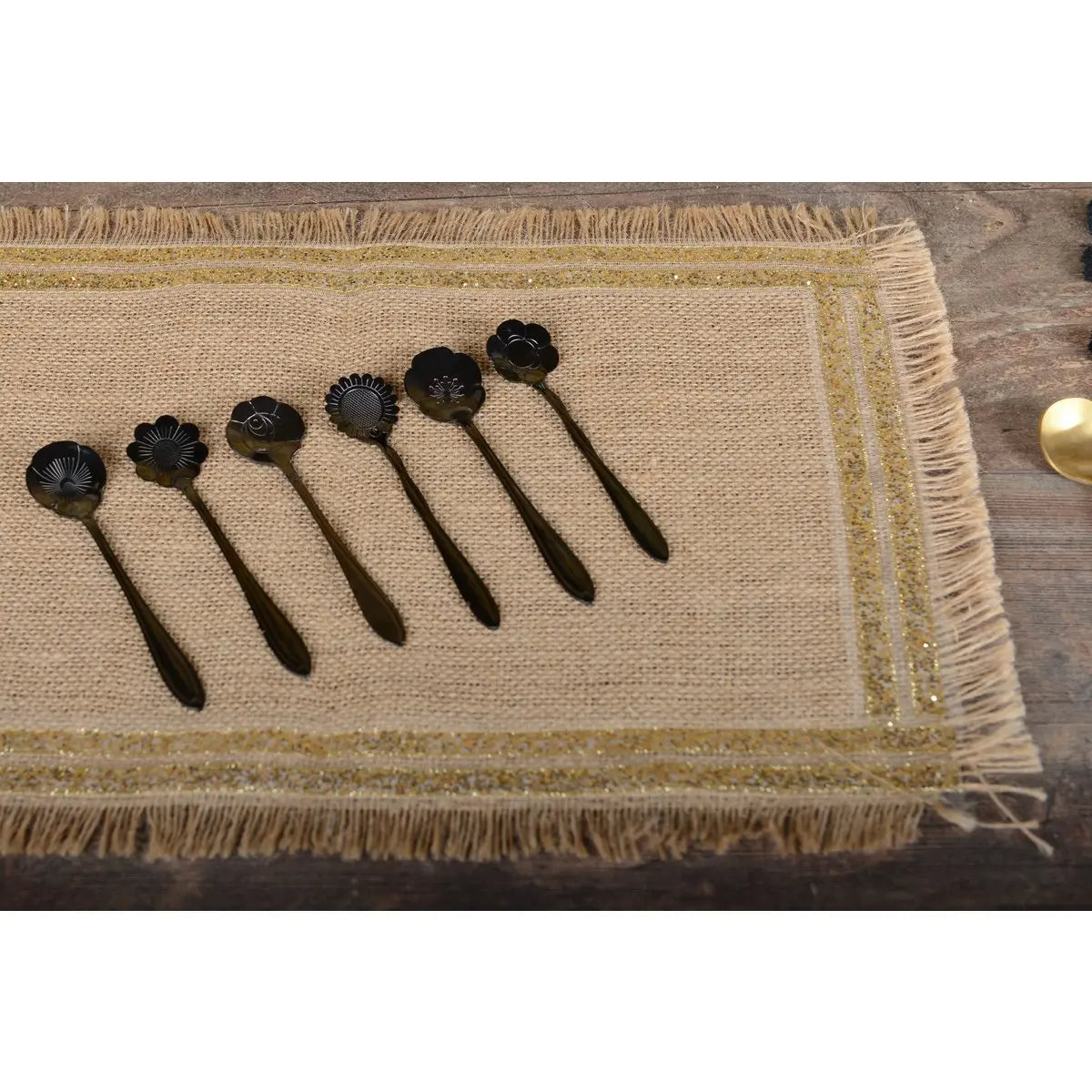 Chemin de table en toile de jute doré AULICA