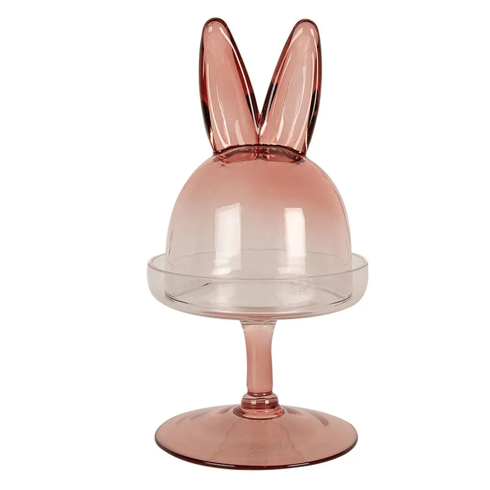 Cloche Ø 12x23 cm Lapin en verre rose Cloche en verre Clayre & Eef.