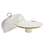 Cloche à gâteaux en porcelaine blanche bords dorés avec pelle à tarte AULICA
