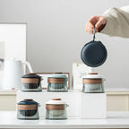 Coffret Thé Voyage Élégant Portable Extérieur Express – Service Céramique Verre 1 Théière 3 Tasses 200ml Dropshipman