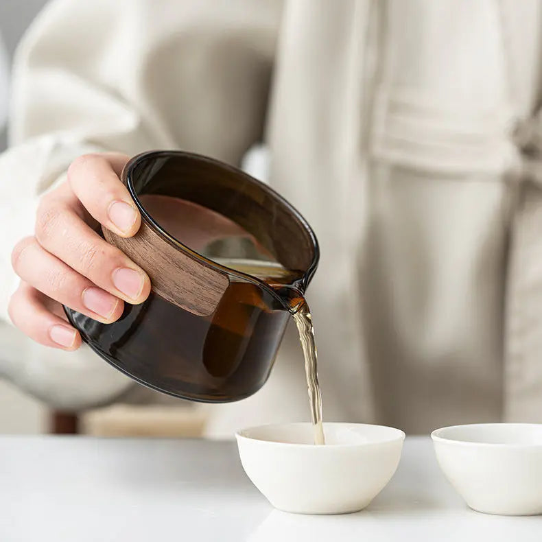 Coffret Thé Voyage Élégant Portable Extérieur Express – Service Céramique Verre 1 Théière 3 Tasses 200ml Dropshipman