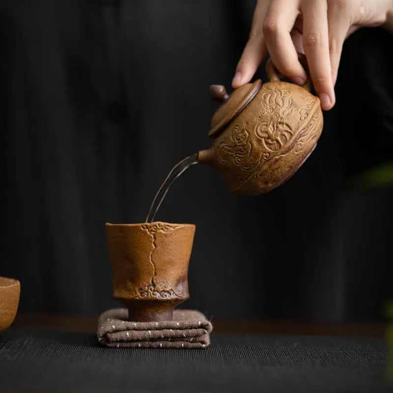 Coffret thé Kung Fu élégant porcelaine - Théière céramique glaçure colorée luxe doux - Coffret thé Kung Fu élégant porcelaine – Théière céramique glaçure colorée luxe doux Dropshipman