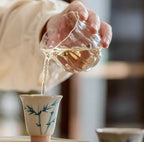 Coffret thé élégant peint main bambou en porcelaine Gaiwan – Service thé sous-glaçure Dropshipman