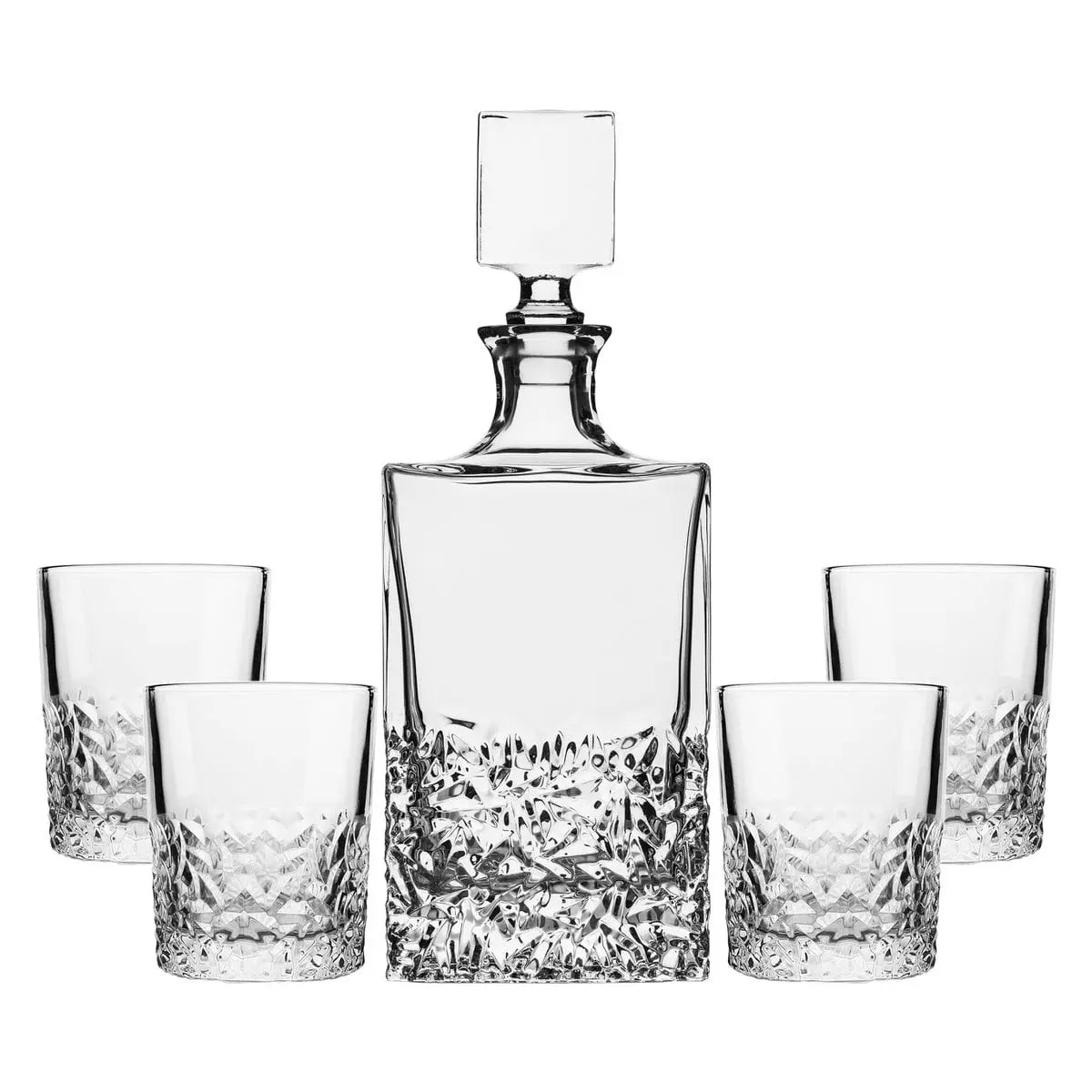 Coffret whisky en verre ciselé avec carafe 850 ml et 4 verres 280ml AULICA