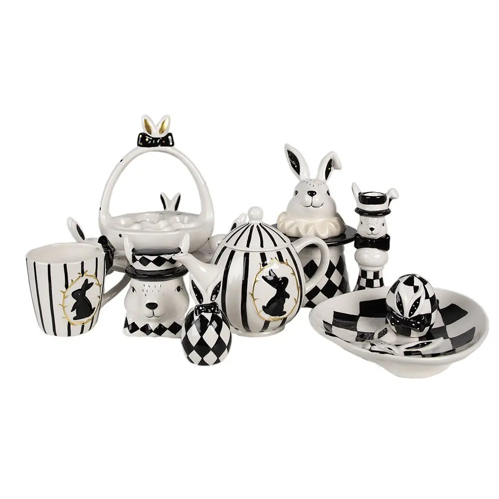 Coquille d'oeuf Ø 16x19 cm Céramique noire blanche Clayre & Eef.
