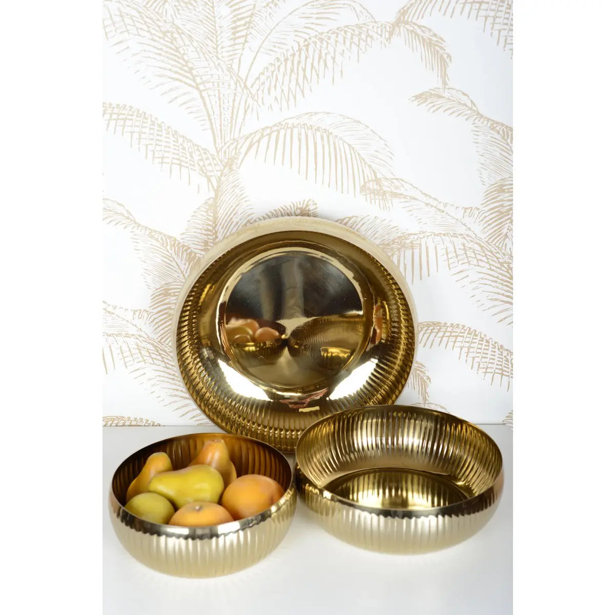 Coupe à fruits dorée à motif côtelé 24cm AULICA