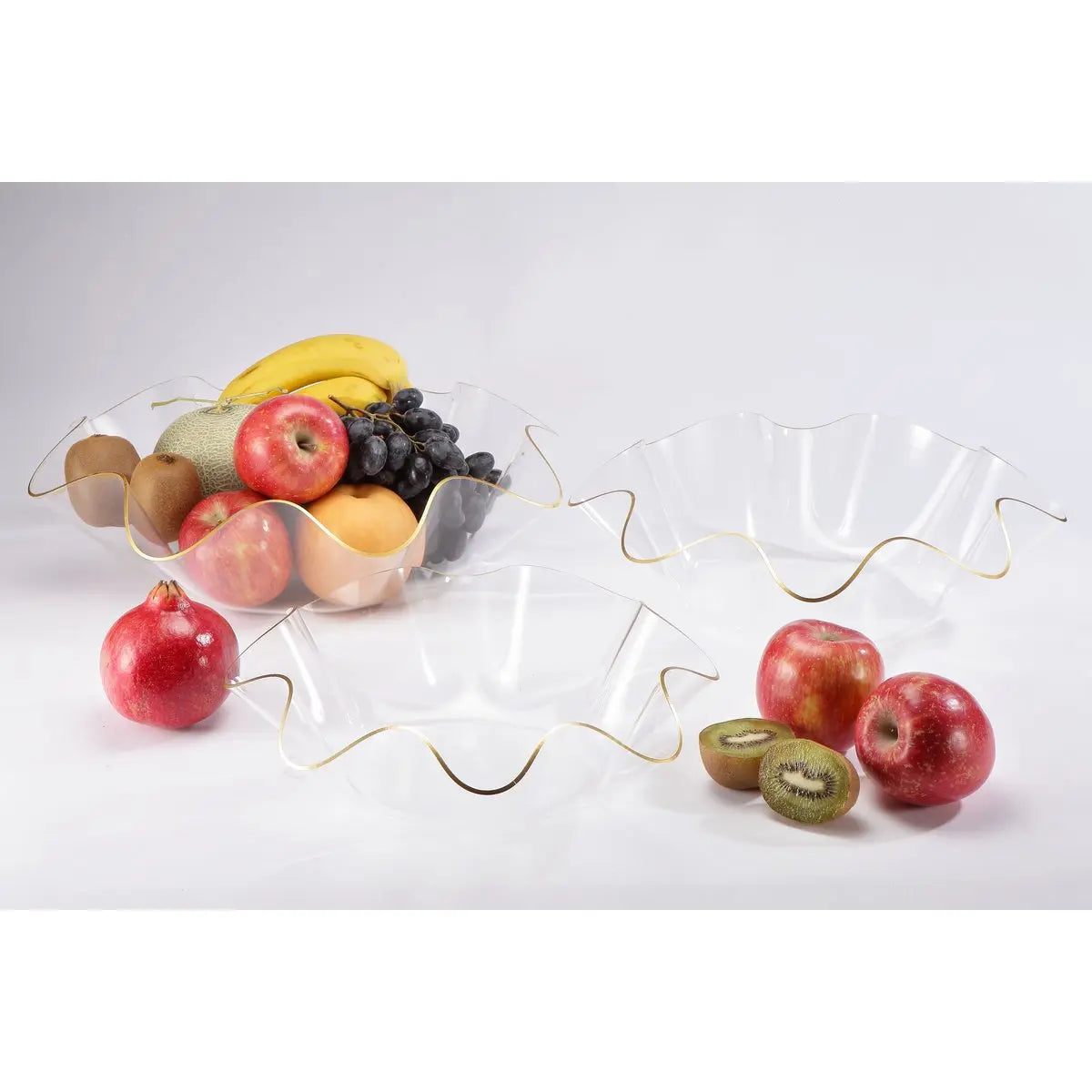 Coupe à fruits en acrylique 40 cm bord doré AULICA