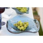 Coupe décorative en verre bleue 30x30x6.5cm AULICA