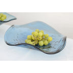 Coupe décorative en verre bleue 30x30x6.5cm AULICA