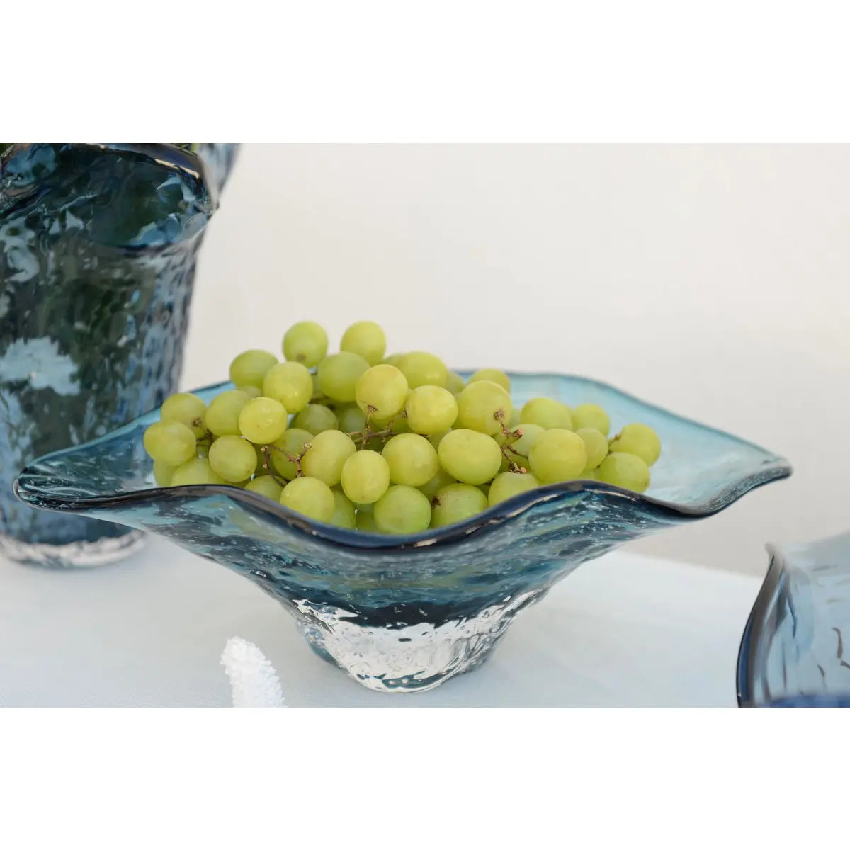 Coupe décorative en verre bleue 33x18x10.5cm AULICA