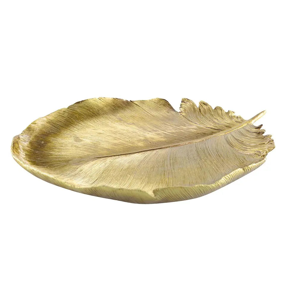 Coupe décorative feuille dorée 38x29.5x4cm AULICA
