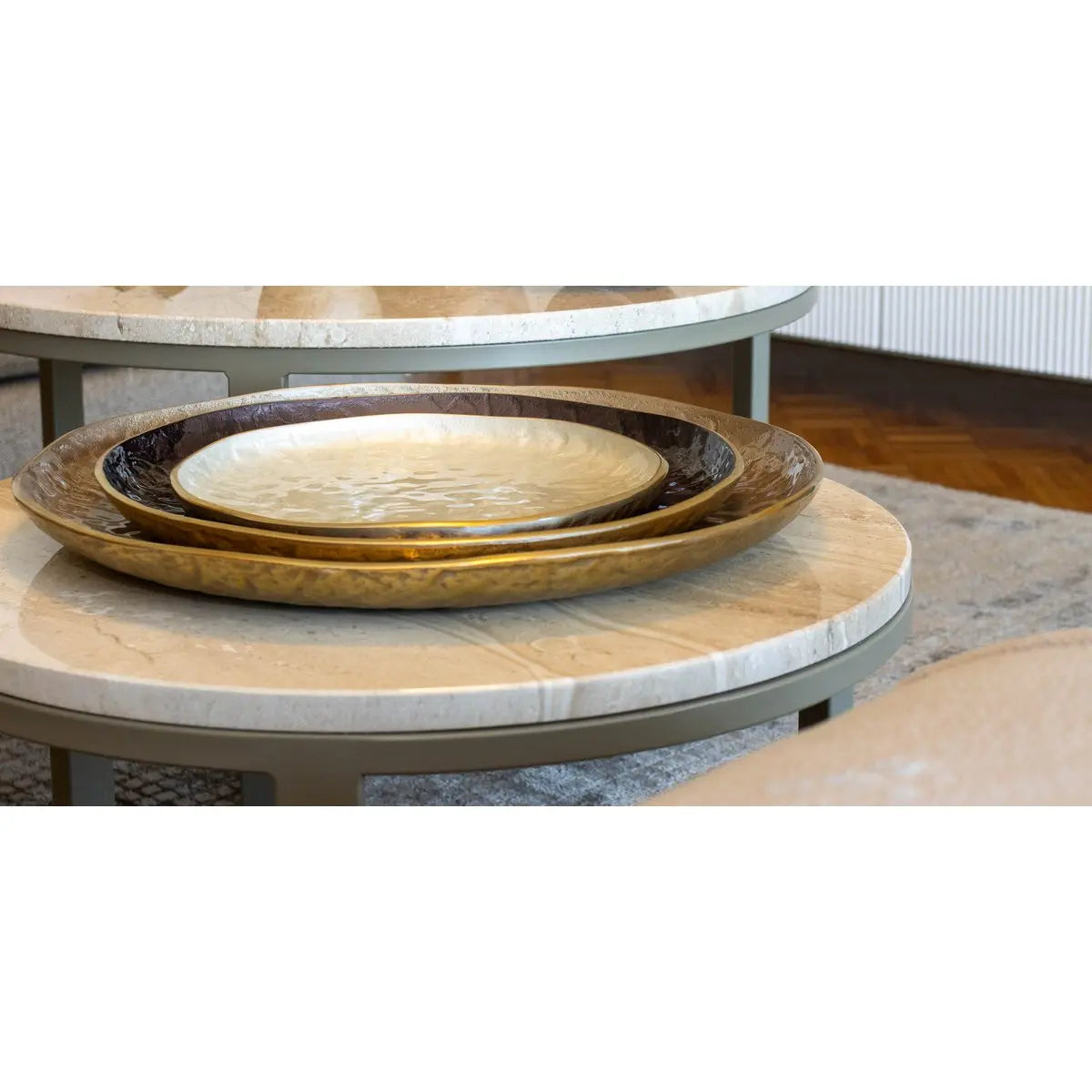 Coupe décorative ronde sable 48x48x4.5cm AULICA