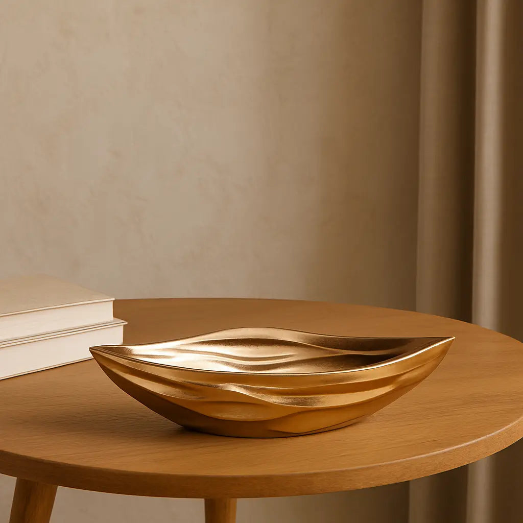 Coupe dorée vague en polyrésine 80.5x31x26cm AULICA
