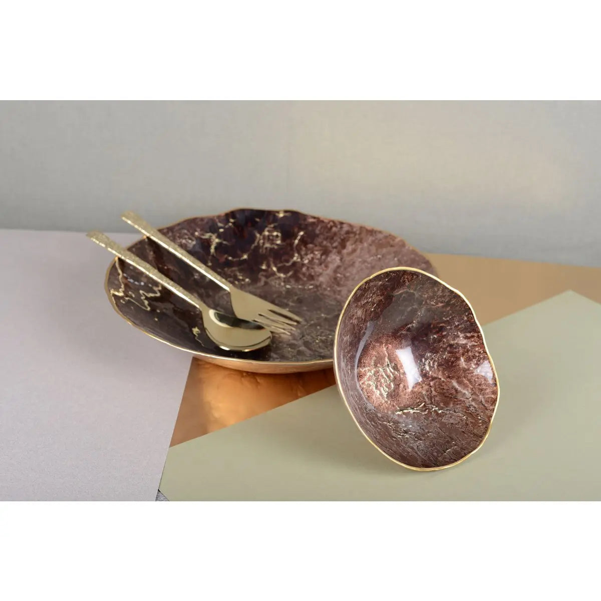 Coupe marron avec bord doré 40cm AULICA