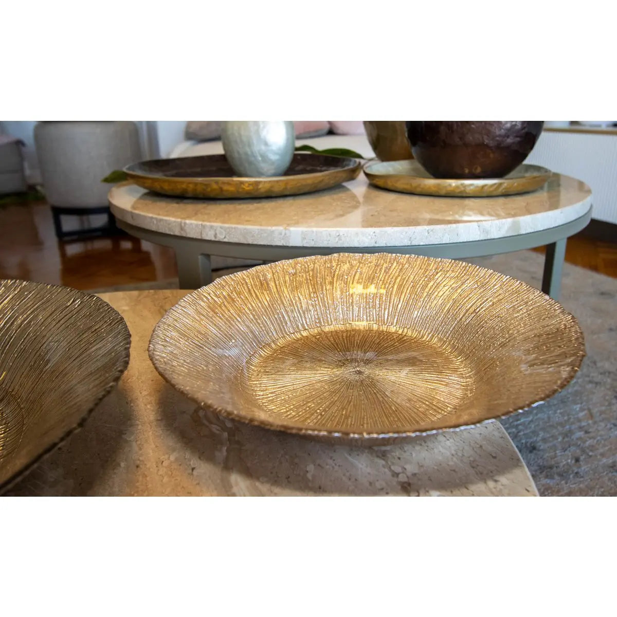 Coupe ronde beige irisé 30x30x5cm AULICA