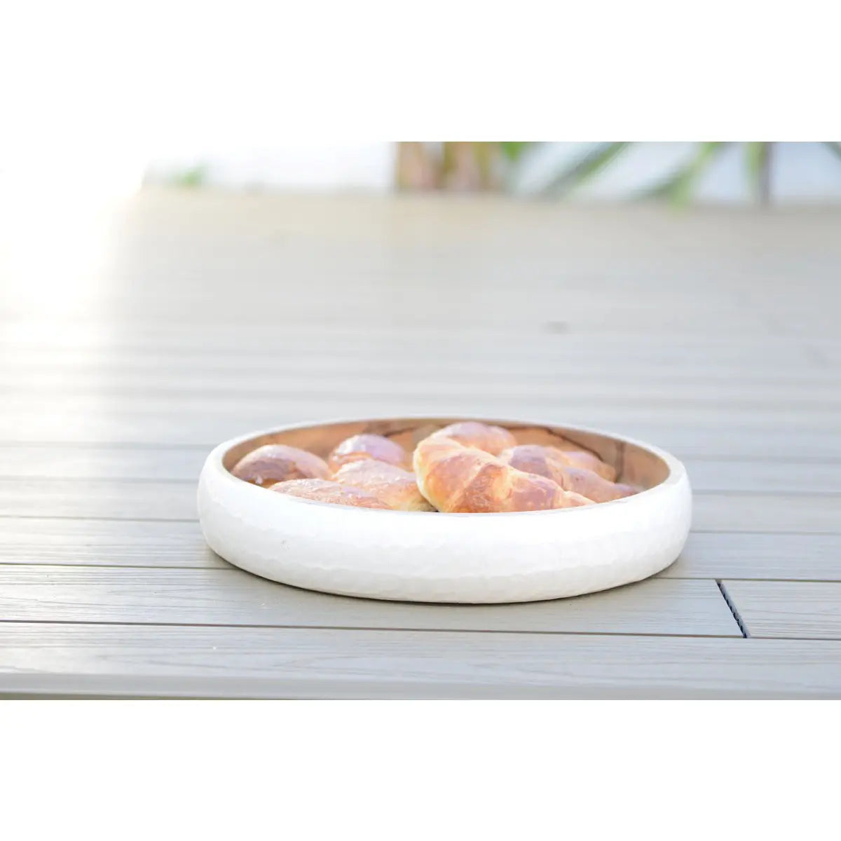 Coupe ronde blanche en bois manguier 40x40x7cm AULICA
