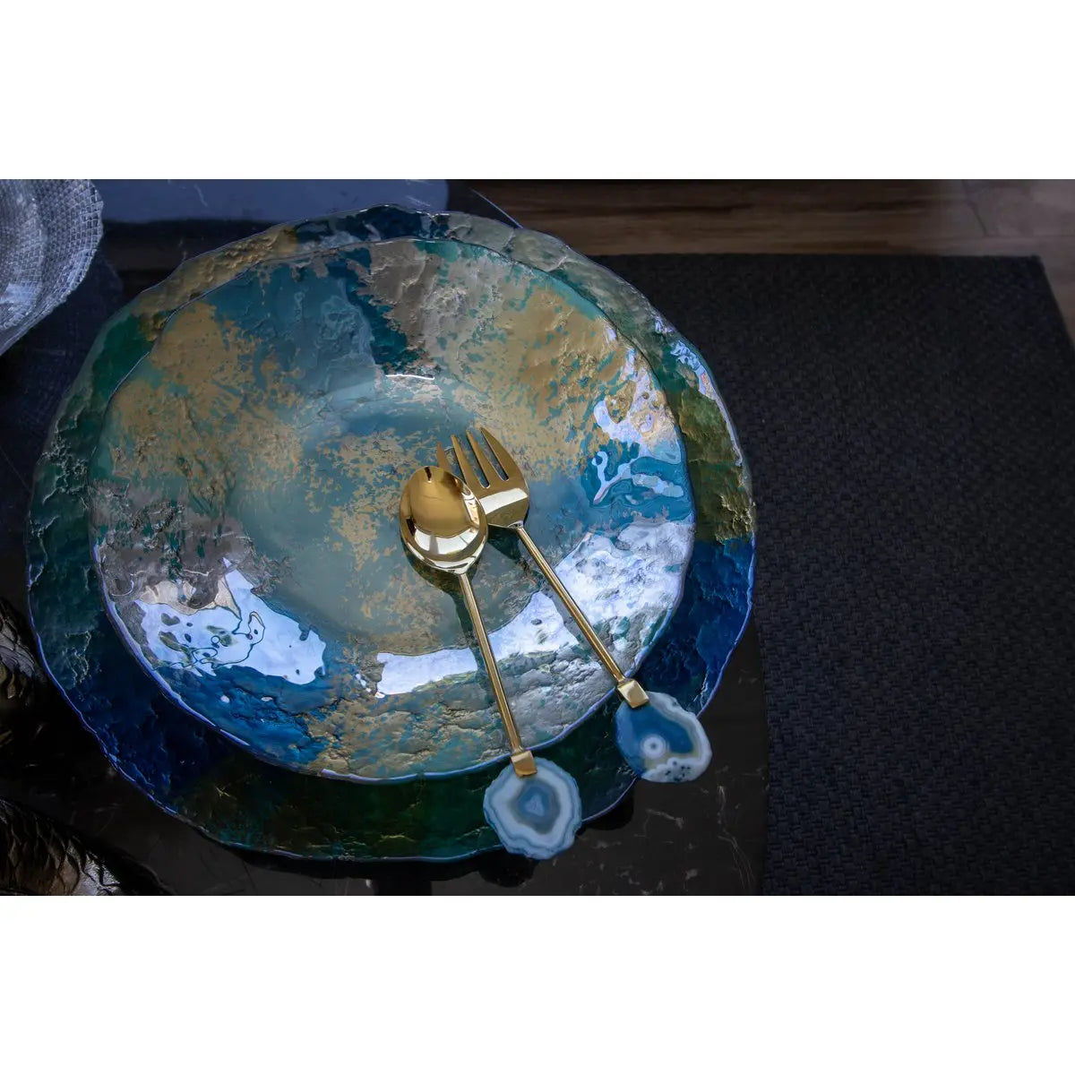 Coupe turquoise et dorée 40cm AULICA