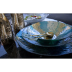 Coupe turquoise et dorée 40cm AULICA