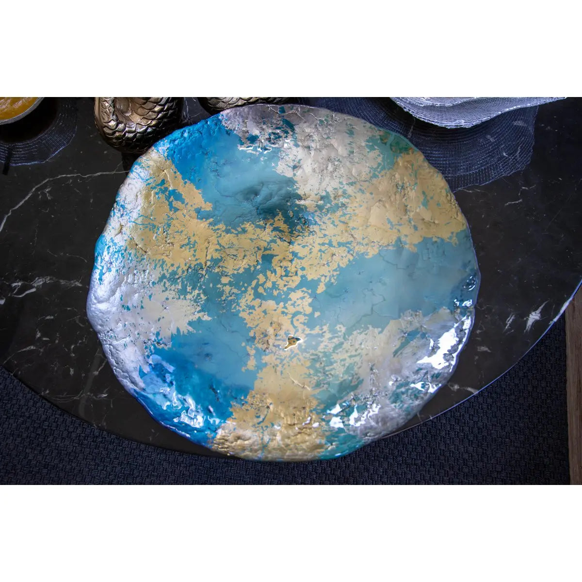 Coupe turquoise et dorée 50cm AULICA
