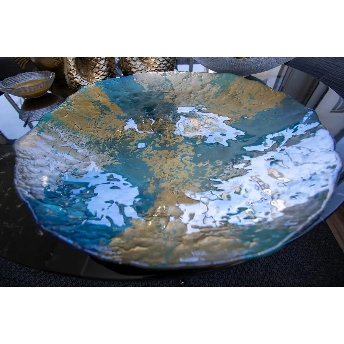 Coupe turquoise et dorée 50cm AULICA