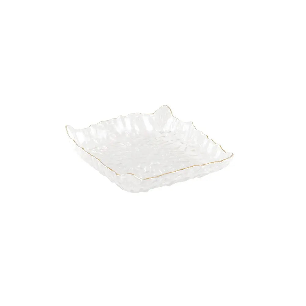Coupelle carrée à bord doré en verre 15.5x15.5x3.5cm AULICA