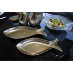 Coupelle creuse dorée poisson 51x22.5x5.5cm AULICA